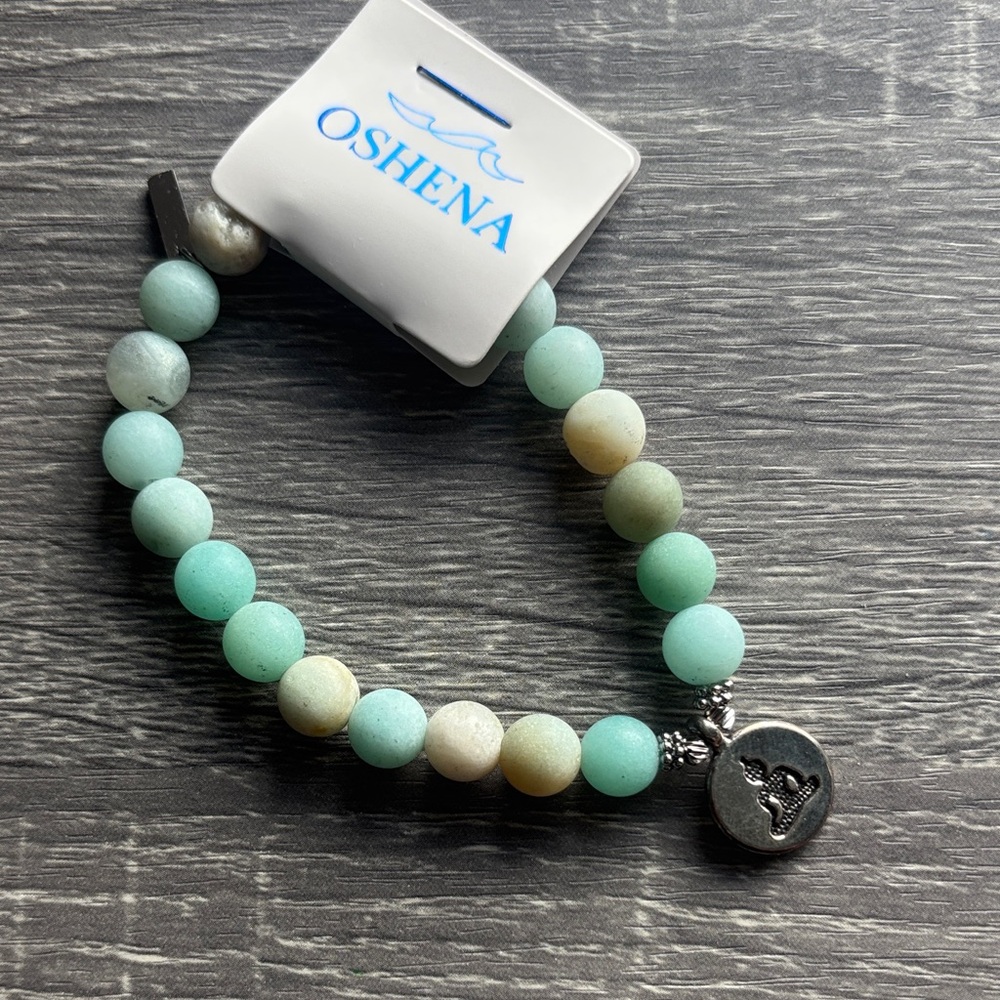 Oshena Green and Cream Beaded Bracelet